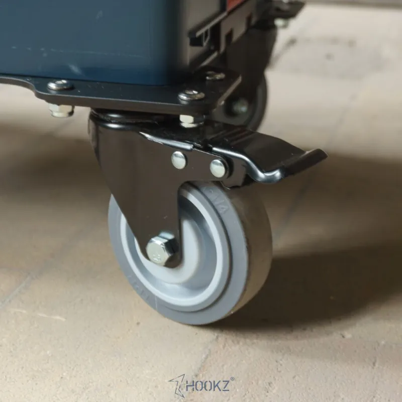 HOOKZ Rollwagen für Bosch L-Boxx | 4 mm Aluminium, 100 mm Rollen, 150 kg Tragkraft
