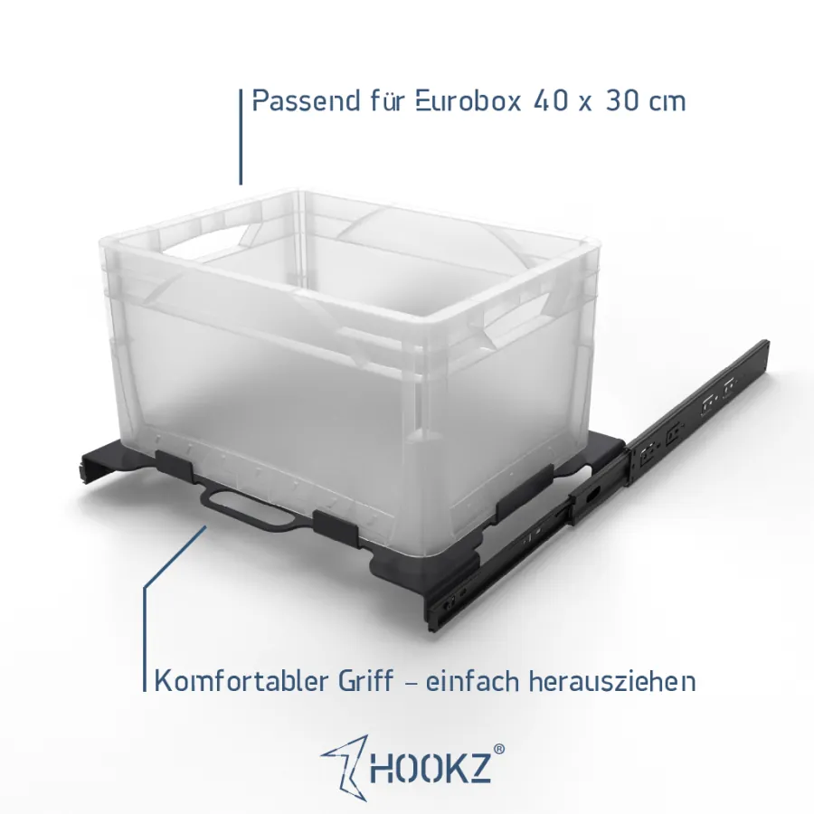 Komfortabler Griff beim Vollauszug für die Eurobox – leichtes Herausziehen