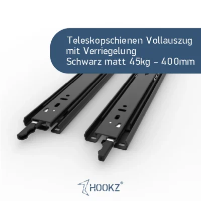 Verriegelbarer Vollauszug 400 mm in Schwarz matt