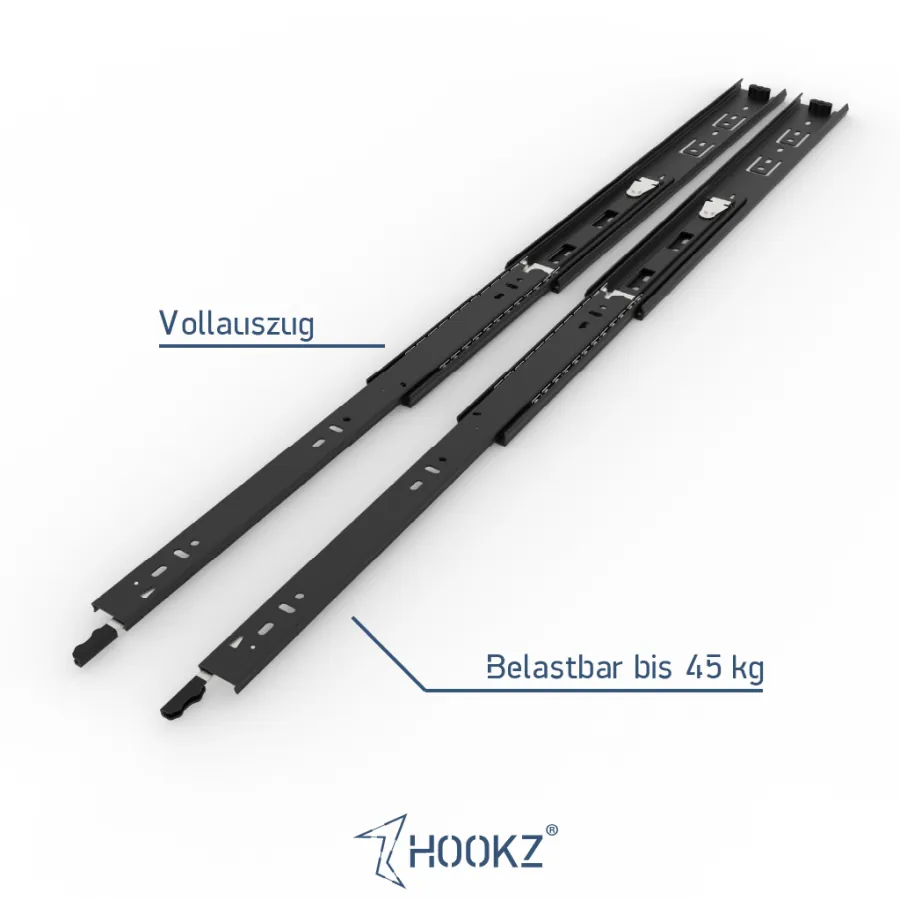 Einbaufertiges Set mit linker und rechter Schiene