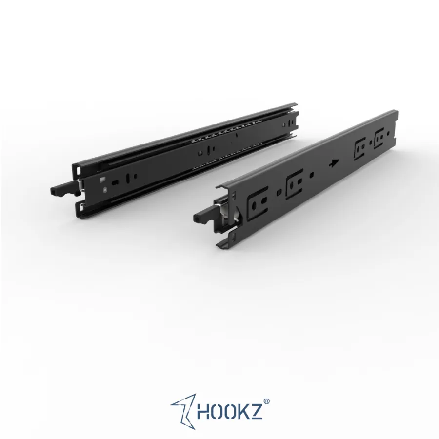Schienenpaar in Schwarz matt – vollständig ausziehbar