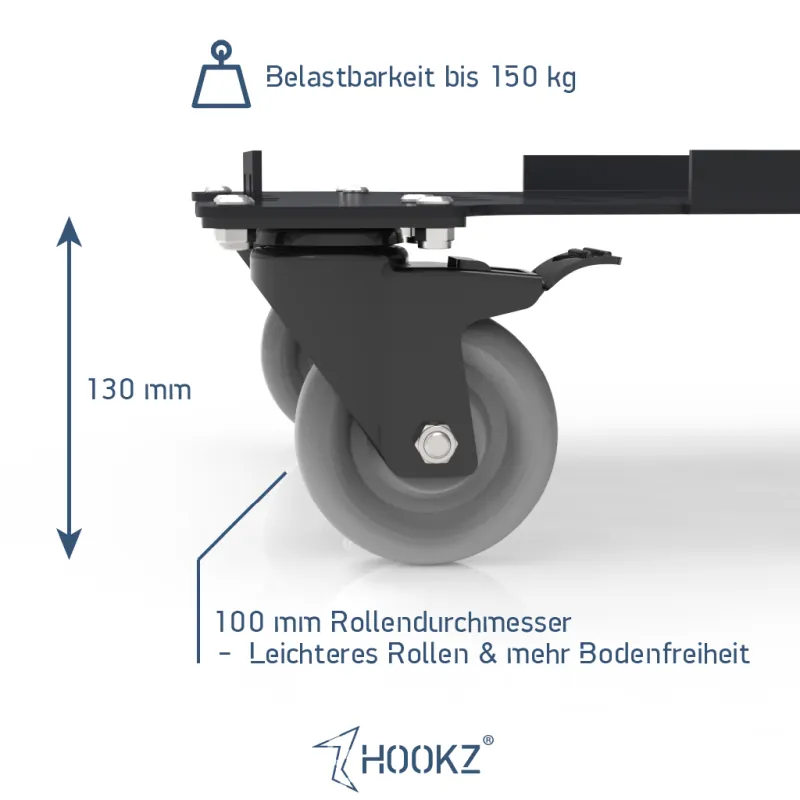 HOOKZ Rollwagen für Bosch L-Boxx | 4 mm Aluminium, 100 mm Rollen, 150 kg Tragkraft