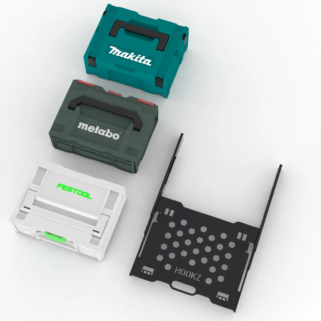 Universeller Auszug mit Makita, Metabo und Festool Werkzeugboxen