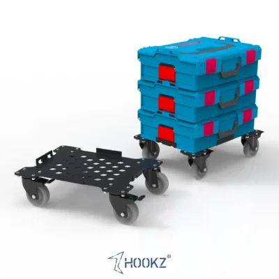 HOOKZ Rollwagen für Bosch L-Boxx | 4 mm Aluminium, 100 mm Rollen, 150 kg Tragkraft